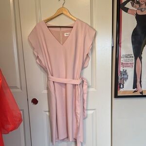 Eliza J Soft Pink Midi Dress with Belt